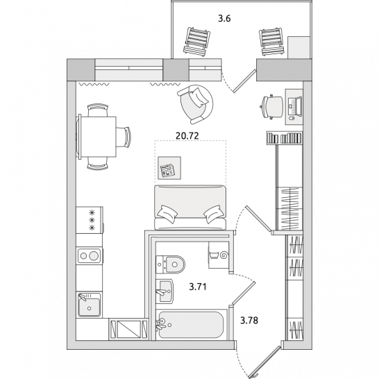 Студия 32 м²